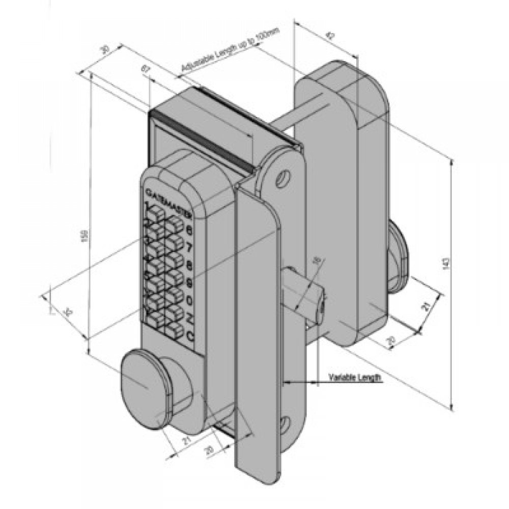 Gatemaster Superlock Double Sided Surface Fix Digital Lock